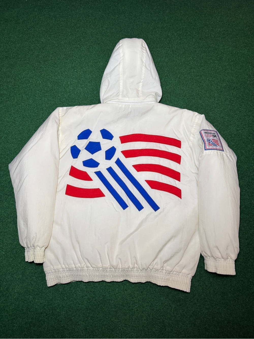 Vintage 90s World Cup Soccer 1994 Coat, Puffer Jacket Apex One FIFA (Medium)